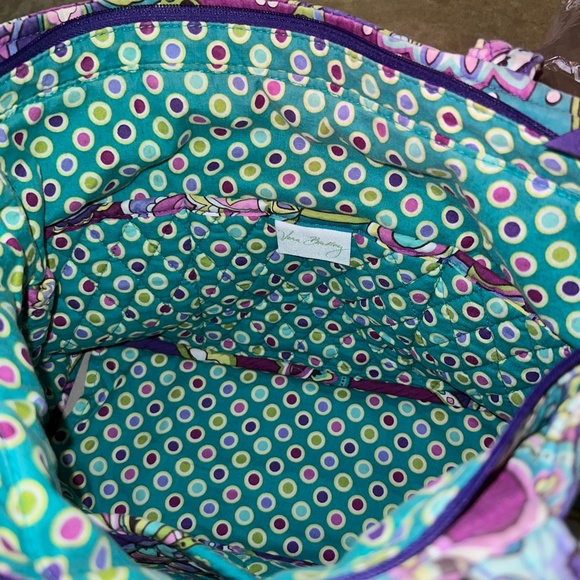 Vera Bradley HEATHER Purple/Teal Mandy Tote Shoulder Bag & Turnlock Wallet Combo - Picture 10 of 11